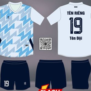 Áo Bóng Đá Thiết Kế BD08014 Trắng Xanh – Cá Tính & Hiện Đại
