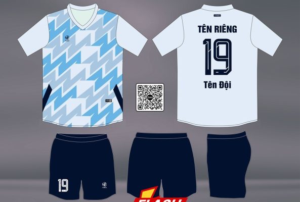 Áo Bóng Đá Thiết Kế BD08014 Trắng Xanh – Cá Tính & Hiện Đại