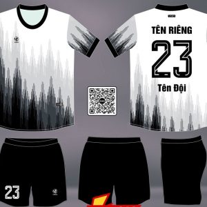 Áo bóng đá thiết kế BD08017 trắng xám đen – Mạnh mẽ và hiện đại